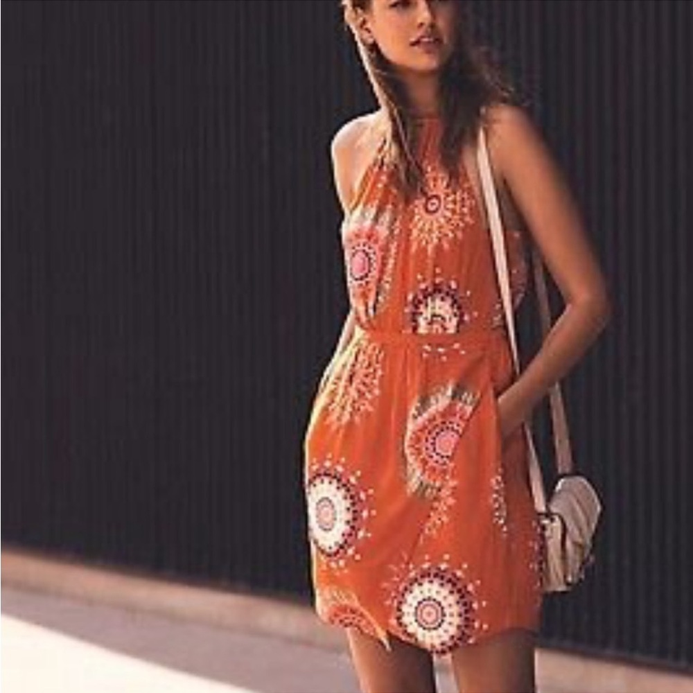 Bright orange halter top fun boho summer dress woman size medium - Picture 5 of 17